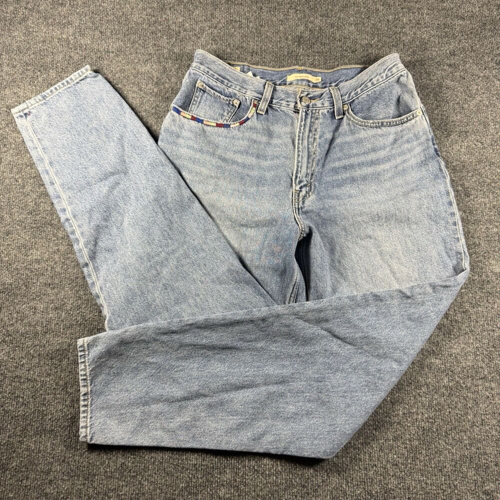 Levi's '80s Mom Jeans W30 L30 Medium Indigo Blue High Rise Custom Embroidered